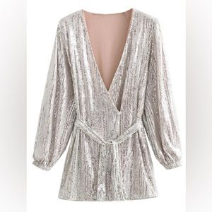 Goodnight Macaroon Tiffany V Neck Sequin Dress NWT